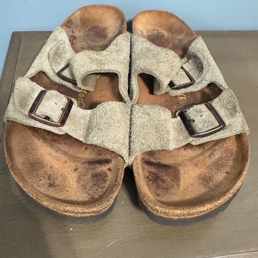 Birkenstock Arizona Tan / Taupe Suede Sandals Size 44